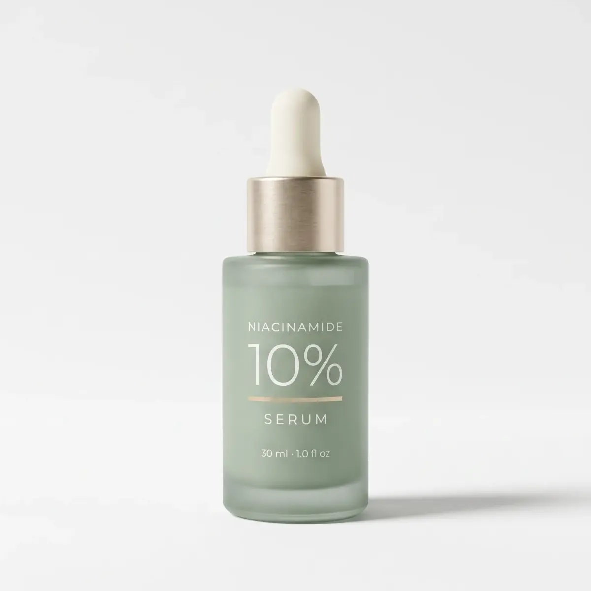 The same serum bottle, marketplace white, generated from the a phone photo
