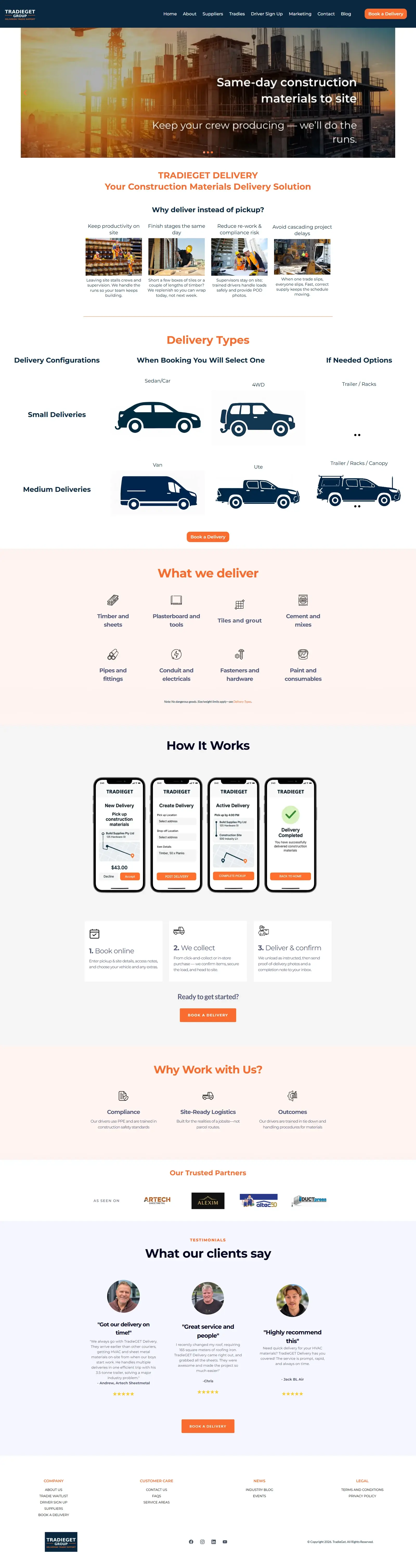 The TradieGet website, built by Wire Edge Digital