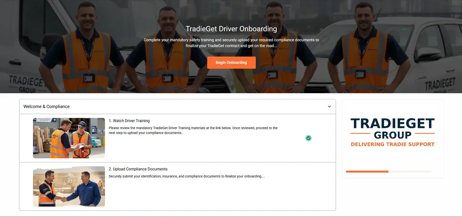 The TradieGet homepage, built by Wire Edge Digital