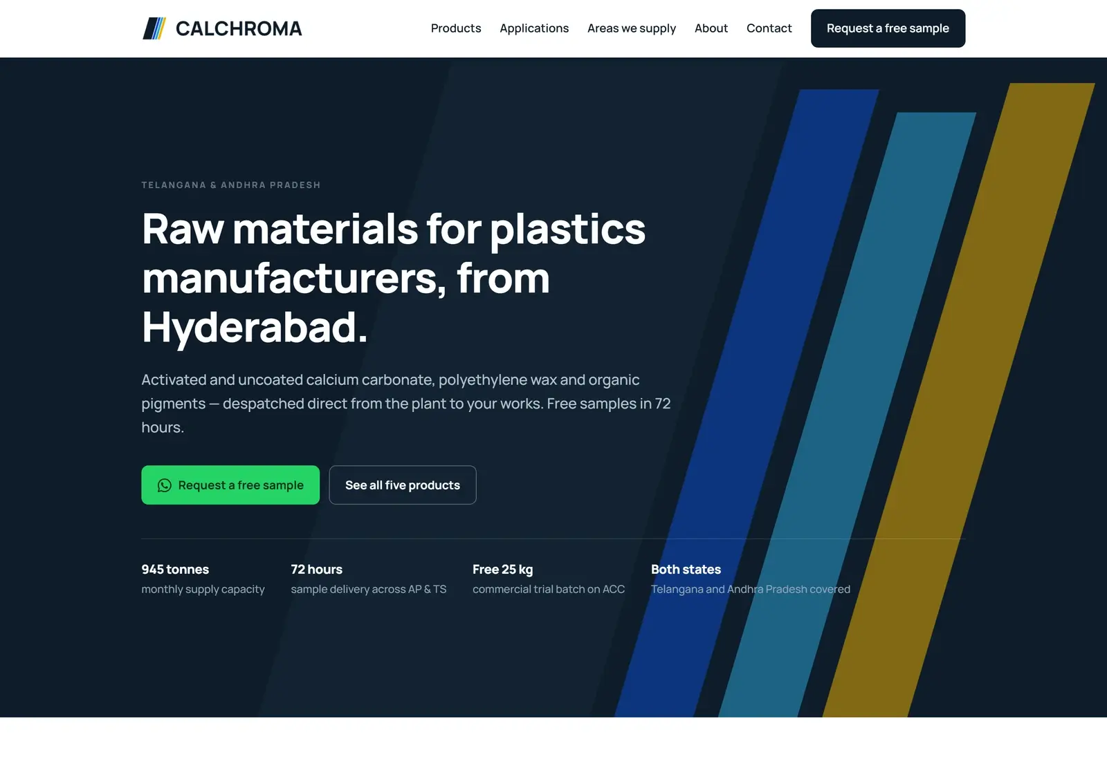 The Calchroma Minerals & Additives homepage, built by Wire Edge Digital