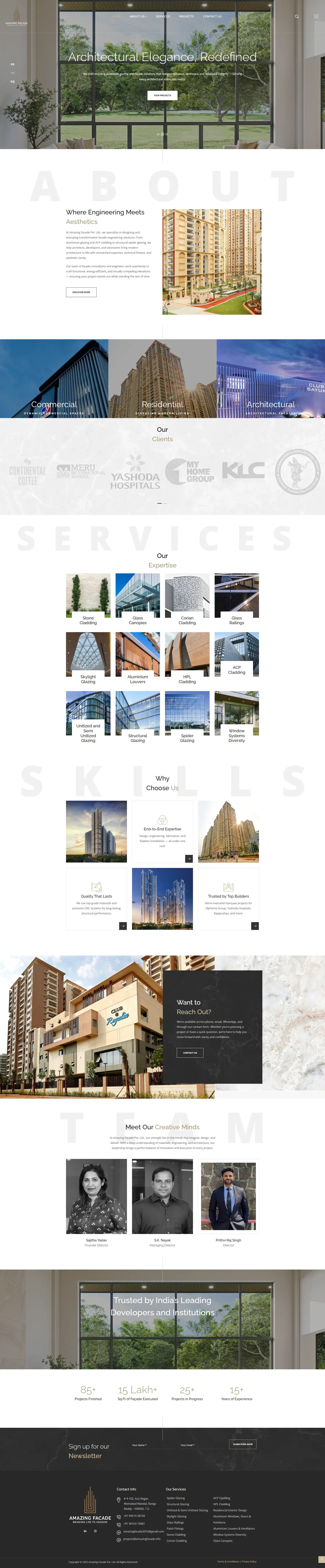 The Amazing Facade website, built by Wire Edge Digital