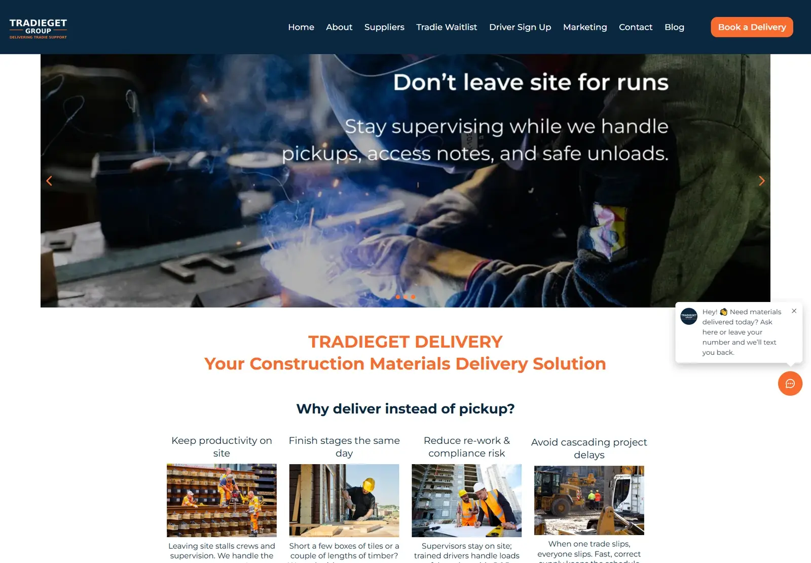 The TradieGet homepage, built by Wire Edge Digital