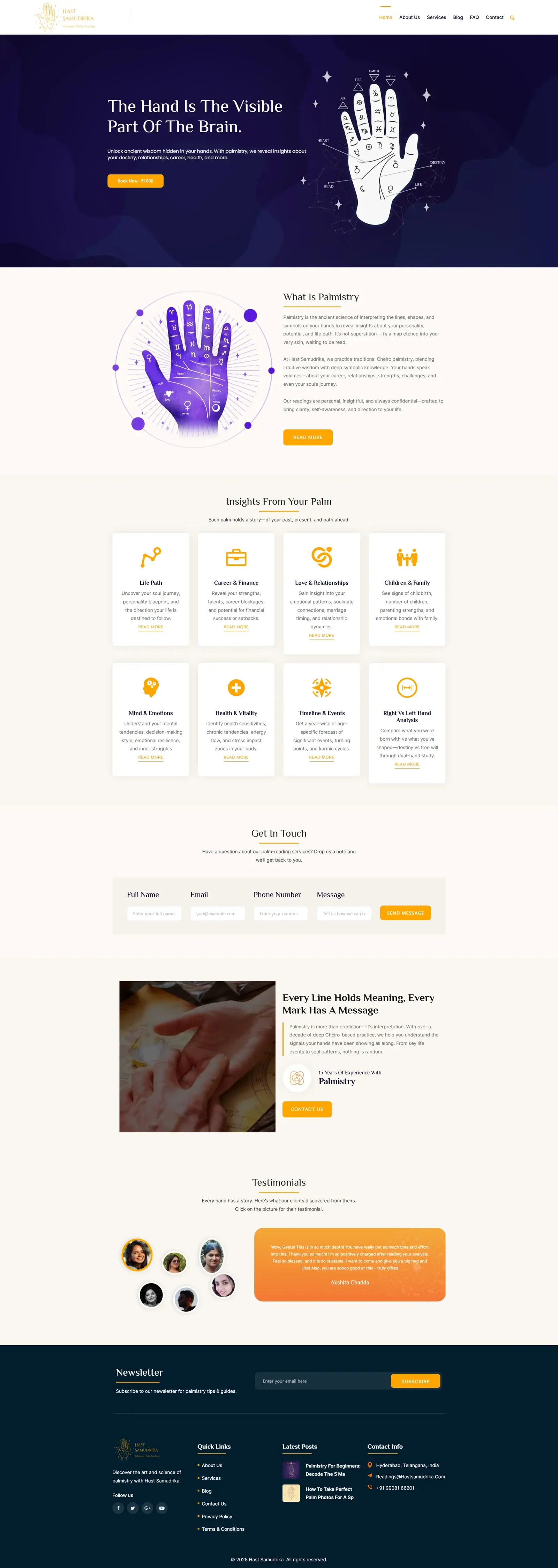 The Hast Samudrika website, built by Wire Edge Digital