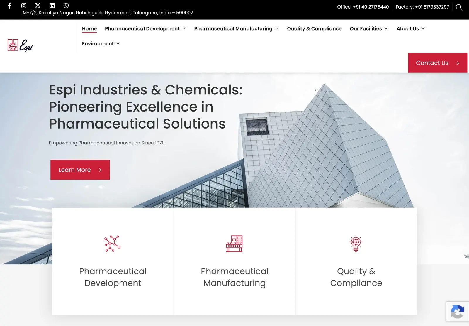The Espi Industries & Chemicals homepage, built by Wire Edge Digital